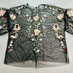 Zara Flower Embroidered Top